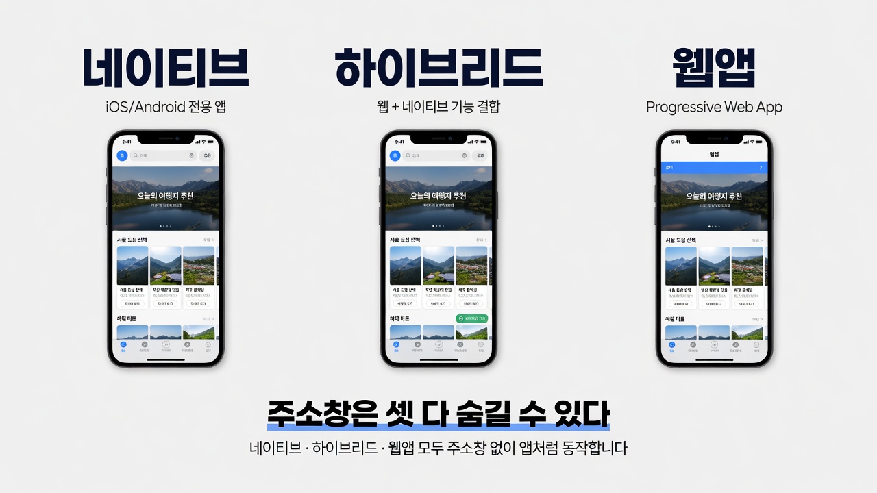셋 다 주소창 숨김 가능