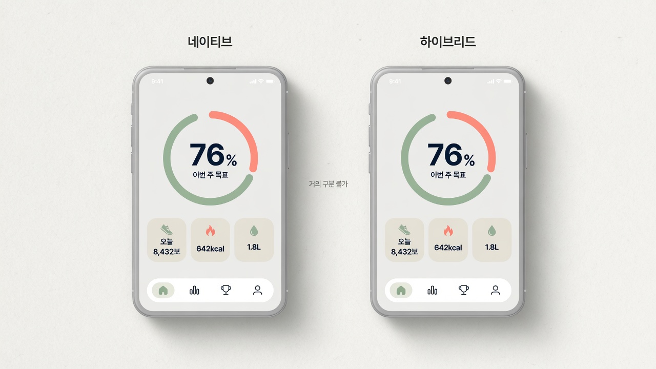 네이티브와 하이브리드 거의 구분 불가